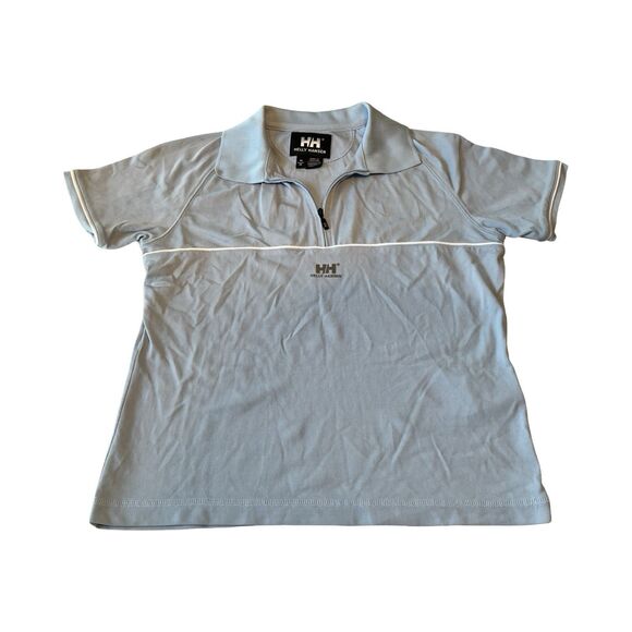 Helly Hansen Polo Shirt‎ Boys Youth M Medium Light Blue Quarter Zip Short Sleeve - Picture 1 of 4